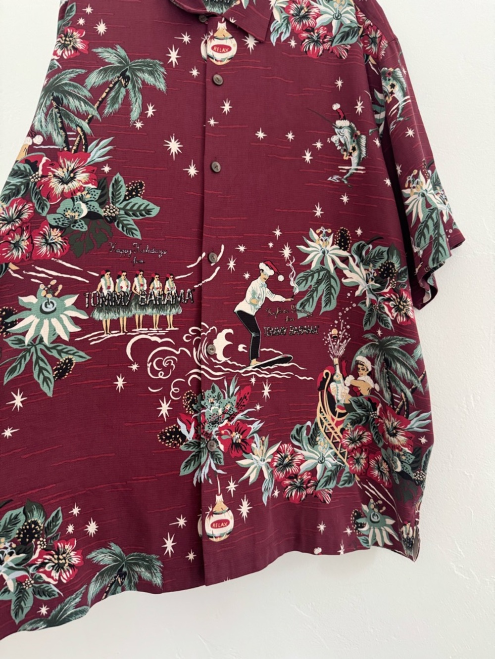 Tommy Bahama Merry Kitschmas Camp Shirt Original Fit Short Sleeve 100% Silk Xmas - Picture 5 of 12
